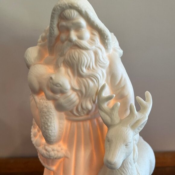 Jade Porcelain Electric Light Up Santa and Reindeer with Box - Picture 3 of 8